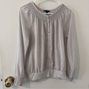 Like New GAP Flowy Button Top Mixed Media Long Sleeve Women’s Small